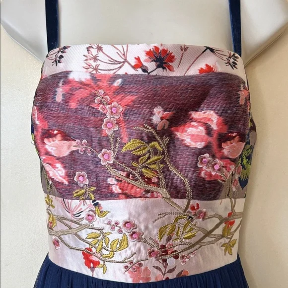 Anthropologie Moulinette Soeurs Floral and Navy Tulle Dress size 14 - Picture 4 of 16